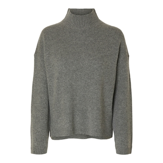 Selected Femme SlfCille Cashmere Blend High Neck Medium Grey Melange